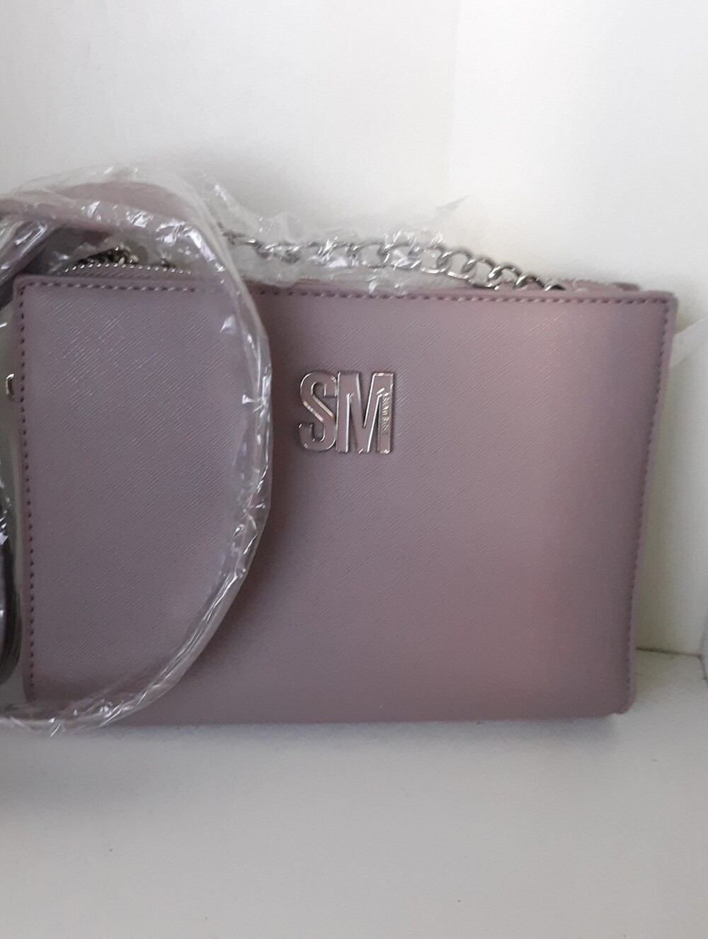 Steve Madden Crossbody Wallet Purse Mauve Purple Saffiano New 8x6